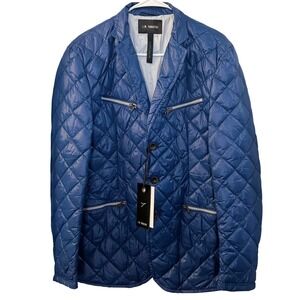 J. W. Tabacchi Quilted Coat Jacket Blue‎ Down Fill Zip Pockets Modern Fit Medium